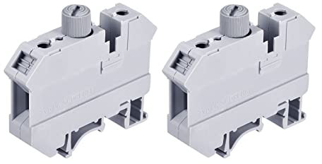 sourcing map DIN Rail Mount Fuse Holder Terminal Blocks Screw Type Grey UK10 Pack of 2