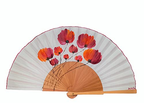 Abanico de flores/Abanico pintado a mano/Abanico español/Abanico de madera/Abanicos artesanal Flores Silvestres