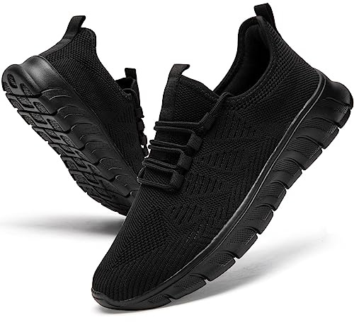 Trainers Men Running Shoes Slip On Sneakers Black Size 10 Casual Mesh Tennis Sports Lightweight Athletic Training Outdoor Gym Shoe