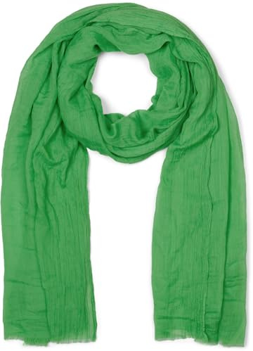 styleBREAKER écharpe femme légère & transparente avec de courtes franges | foulard uni pour le printemps et l'été | grand châle doux 188 x 100 cm, Vert