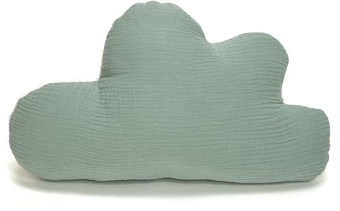 Blausberg Baby – molnkudde personlig, baby gåva med namn och födelsedatum för födseln, dop – muslinsalvia grön – alla material Oeko-TEX Standard 100 certifierad