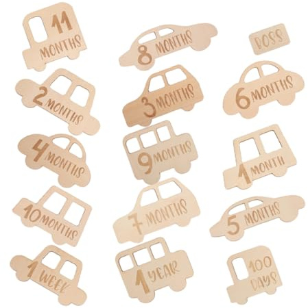 CAXUSD 15pièces Cartes Bois De Jalons Mensuels pour Garçon Fille Annonce De Croissance Et Souvenirs Photo pour Garçon Fille Fille Ou Garçon