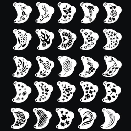 VEOIRXU 25 Piezas Stencil Maquillaje, Kit de Tatuaje de Pintura para
