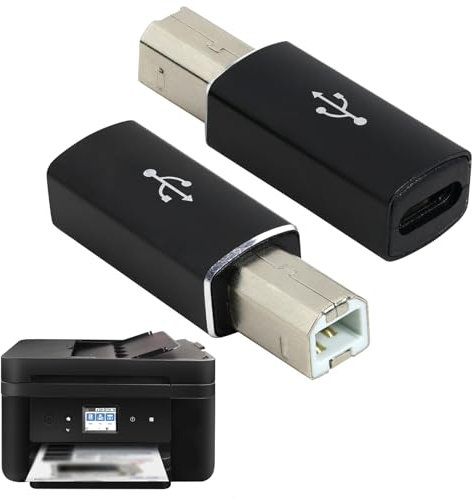 Adattatore da USB C Femmina a Stampante Maschio (2 Pack), USB Tipo C a USB B per Sincronizzazione Dati, Compatibile con Stampanti, Scanner, MIDI, Pianoforti Elettronici