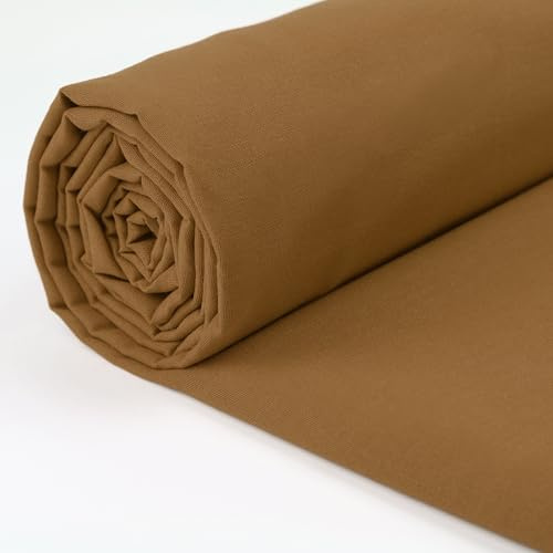 A-Express 100 % bomullstyg - 60 tum 150 cm brett - vanligt bomullstyg per meter - perfekt för quiltning, sömnad, klädtillverkning, gardinfoder, tygkassar, sängkläder, örngott - mörkbeige 0,5 meter