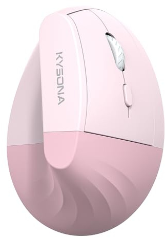 KYSONA EM18 Souris Ergonomique sans Fil 2.4G, Souris Optique Verticale Bluetooth, Silencieuse, Réglage DPI Cinq Vitesses, Prévention Syndrome de la Souris, Compatible avec Ordinateur, PC, Mac, Rose