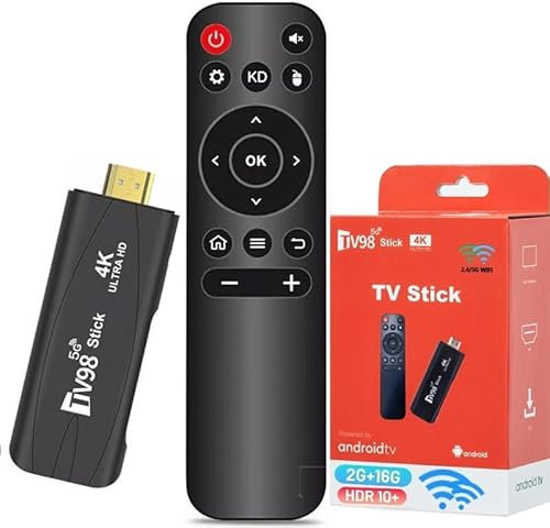 Android TV Stick with DDR4 2GB RAM - 16GB H313 Quad-Core 64bit WiFi6 Dual 2.4G/5G WiFi 4K HDR10+ Ultra USB HD