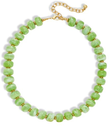 LILIE&WHITE Light Green Resin Bead Necklace for Women Chic Summer Trendy Chunky Statement Handmade Beaded Necklace Jewelry Gift for Mom