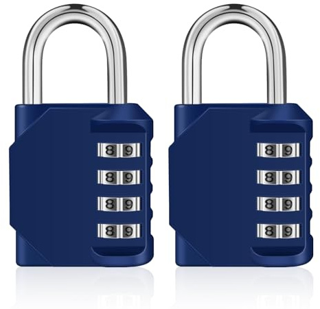 ZHEGE 4 Digit Combination Padlocks for Gym Lockers (Blue, 2P) | School Lokcers, Coded Padlock, Number Lock, Weatherproof Combo Padlock Outdoor for Shed Garden Fence Gate