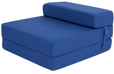SAPPHIRE Folding Chair Bed – Space Saving Single Sofa Bed for Guests, Soft & Comfortable foldable mattress with Washable Cover, Perfect for Small Rooms & Sleepovers (Navy)