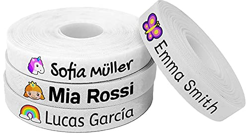 100 Etichete Bianche Personalizzate in ferro su tessuto per contrassegnate i vostri vestiti con un'icona di colore