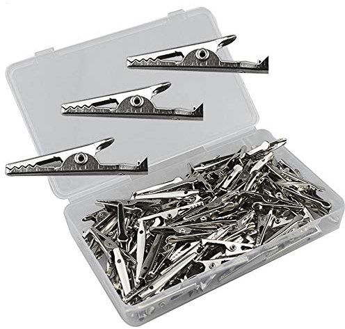 Senven - 100 pinzas de cocodrilo de metal para pruebas de cocodrilo de metal