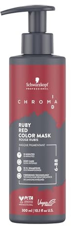 Schwarzkopf Professional CHROMA ID Bonding Color Mask Semi Permanent Mix And Tone Color System Toning Enhancing Refreshing Intense Care Deep Conditioning Shine Vegan Formula 6-88 Ruby Red 300 ml
