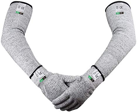 Guyarns Snittbeständigt set med handskar och ärmar, EN388-certifierad och klassad nivå 5 (högre), skärbeständighet, handskar och skyddshylsor (L)