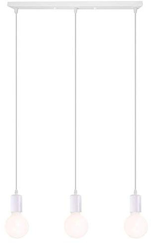 Lampada a sospensione E27 vintage industriale，LED Nordico plafoniere Lampadario (3 fiamme),per soggiorno camera da letto ufficio ristorante caffetteria bar hotel light studio ecc (Bianco)