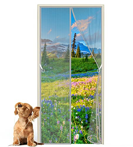 Magnet Fliegengitter Tür 235 x 265 cm Balkontür Fliegengitter Tür Dachfenster Insektenschutz Ohne Bohren für Balkontür Wohnzimmer Terrassentür Grau