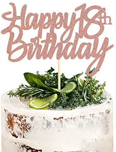 Sumerk 18 Pack 18th Birthday Cake Toppers for Birthday Party Decorating Supplies Rose Gold