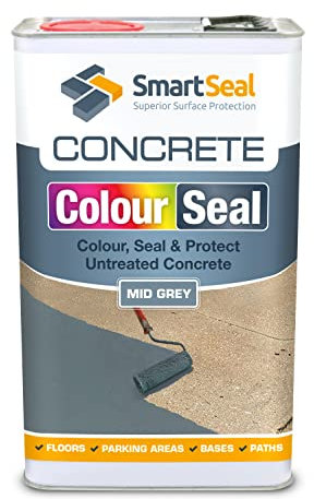 SmartSeal 5L Mid Grey Concrete Sealer - UV Resistant Acrylic Paint for Outdoor Concrete Surfaces