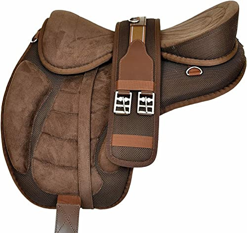All Purpose Treeless English Horse Synthetic Saddle 16 17 Sizes Free Girth (Brown) (16'' Inch)