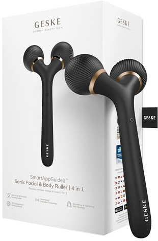 GESKE SmartAppGuided™ Sonic Facial & Body Roller | 4 in 1 | Derma Roller | Facial & Body | professional facial & body roller | for skincare and beauty routine