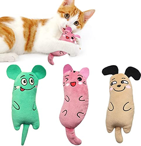 Jiuhao Catnip Toys, 3 Pack Interactive Teeth Cleaning Plush Toys for Indoor Cats and Kittens - Scratch Chewing Teeth Grinding Catnip Pillow
