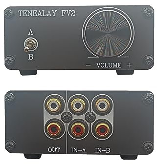 TENEALAY HiFi RCA Préamplificateur audio stéréo passif avec contrôle du volume, sélecteur audio A/B FV2