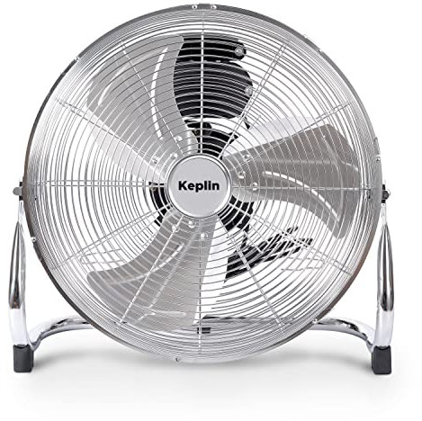 KEPLIN 16 Heavy Duty Chrome Floor Fan with 3 Speeds and Adjustable Fan Head, Standing Metal Pedestal Fan with Powerful Circulation, Ideal for Indoor & Outdoor use Home, Gym, Office, Garage