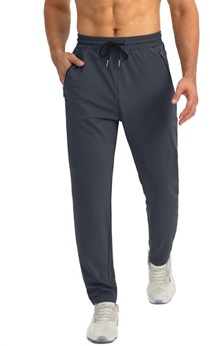 Tansozer Pantalon Chandal Hombre Jogger Pantalon Deporte Running Hombres Pantalones Deportivos Secado Rápido Pantalón con Cremallera en Bolsillos Slim Fit Jogging Sport Hombre Gris 2XL