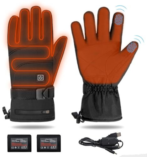 ANKBOY Beheizbare Handschuhe Ski Damen Herren Warm wasserdichte, Beheizte Handschuhe mit Akku 4000mAh Wiederaufladbare, Winter Touchscreen Handschuhe zum Skifahren für Radfahren Motorrad Jagd