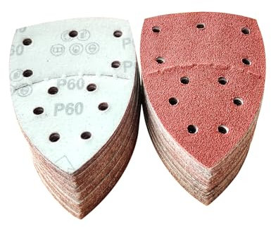 Wanmutrun Papel de Lija Mouse Set 100 piezas 11 Hoyos Grano60 Hojas de Lija Triangular para Lijadora de Detalle Mouse