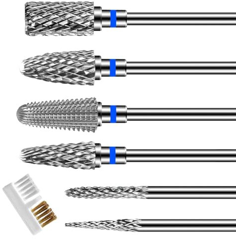 6 PCS Punte Fresa Unghie,Punte Fresa Unghie Professionale,Punte per Fresa Unghie,3/32 Pollici Punte Fresa Unghie Professionale,Punta Fresa Rimozione Gel per Manicure E Pedicure
