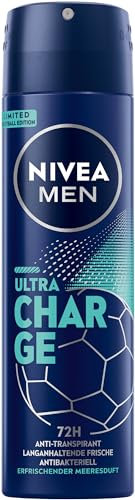 NIVEA MEN Deo Spray, Anti-Transpirant mit belebendem Meeresduft, zuverlässiges Deodorant mit 72h Schutz und 0% Ethylalkohol, Ultra Charge Limited Football Edition (150 ml)