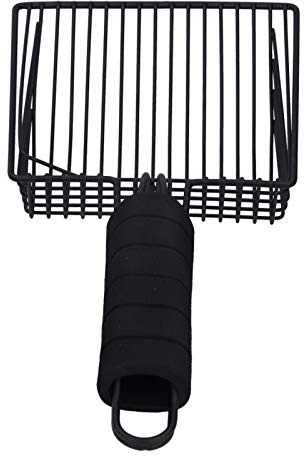 NIZUUONE Husdjursverktyg återanvändbar metall kattsand sandskopa siktspade svart långt handtag design för (L 120 cm diameter)