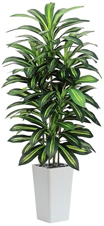 TXABL Künstliche Drachenbaum Pflanzen 180cm, Kunstpflanzen Groß Kunstpflanze mit Weißem Topf & Flusssteinen, Fake Pflanzen für Haus Wohnzimmer Schlafzimmer Büro Balkon Garten Moderne Decor