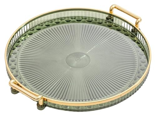 Bandeja de Servicio con Asas Redonda Multifuncional de plástico Decorativa para té cosméticos Joyas Organizador para tocador Mesa encimera Bandeja Decorativa.