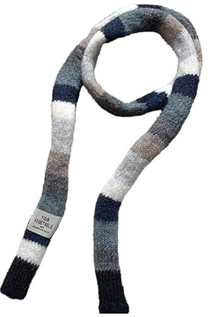 Kashmirscarf， 180 * 20 cm stickad mössa och halsduk regnbågsrandiga ullhalsdukar söt vinterhalsduk(Black Scarf)