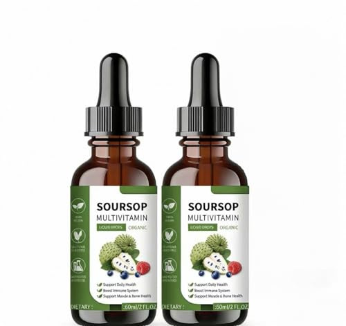 Extrait de corossol de qualité supérieure en gouttes, favorise l'énergie et la concentration, pour une santé globale améliorée,2PCS