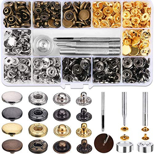 120 Stück Druckknöpfe, Befestigungen, Snap Fasteners mit Druckknöpfen aus Kupfer und Bronze, für Geldbörse, aus Leder, Craft Jacket (12 mm)