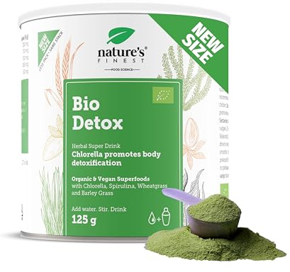 Nature's Finest BIO Detox Superfood Mix - Pulver zur Entgiftung des Körpers mit Hohem Protein, Ballaststoff, Eisen und Vitamin C - Vegan, 125 g