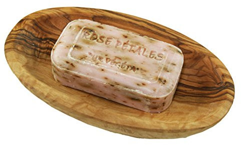 D.O.M. Die Olivenholz Manufaktur - Französische Olivenölseife handgemacht 100 g - auch mit Seifenschale Olivenholz (Lavendel)