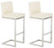 CLP 2er Set Barhocker Paros I Freischwinger Barstuhl I Kunstleder-Bezug I Edelstahl-Gestell, Farbe:Creme