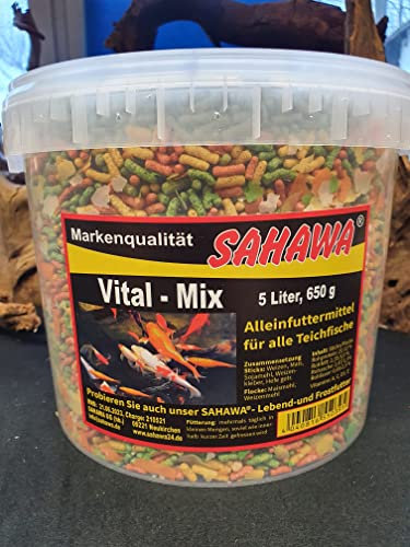 Teichsticks Goldfischfutter Vital-Mix 5 L= 650g im Eimer Alleinfuttermittel für alle Teichfische Teichsticks Flocke Gammarus Mix