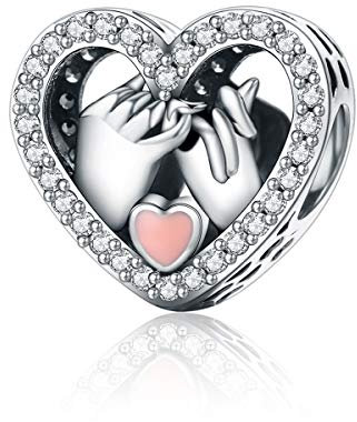 Geschenke für Frauen Anhänger Charm aus 925er Sterlingsilber, Herzform mit Händen, Liebes-Anhänger, kompatibel mit Pandora-Armband, Schmuckgeschenk