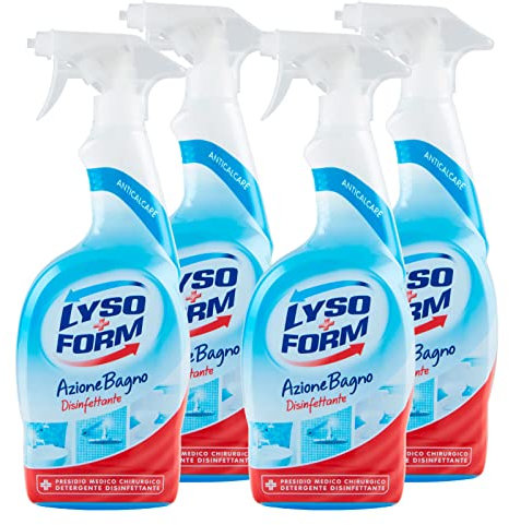 4x Lysoform Azione Bagno Spray Detergente Disinfettante Anticalcare Presidio Medico Chirurgico - 4 Flaconi da 750 ml ognuno