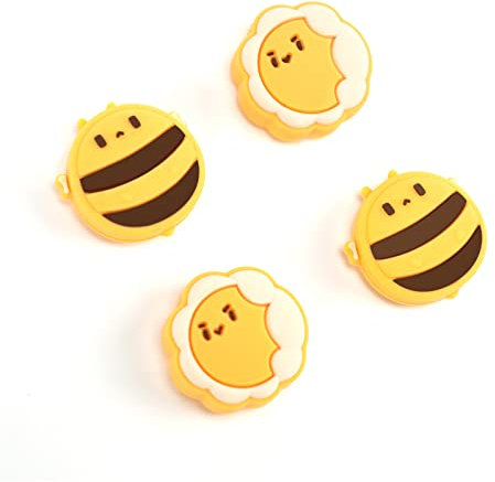 GeekShare Niedliche Silikon-Joycon Daumengriffkappen, Joystick-Abdeckung, kompatibel mit Switch/OLED/Switch Lite, 4 Stück – Sonnenblume und Biene