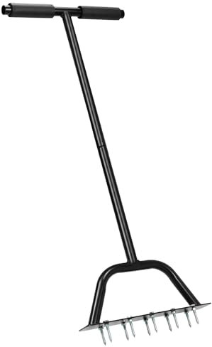 QWORK® Escarificador Cesped, T-Handle Lawn Spike Aerator, para Aflojar La Tierra, 84 cm