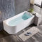 Vasca da bagno angolare stondato lato sinistro 75x170 cm in acrilico bianco lucido con troppo pieno e scarico incluso, CORINNE