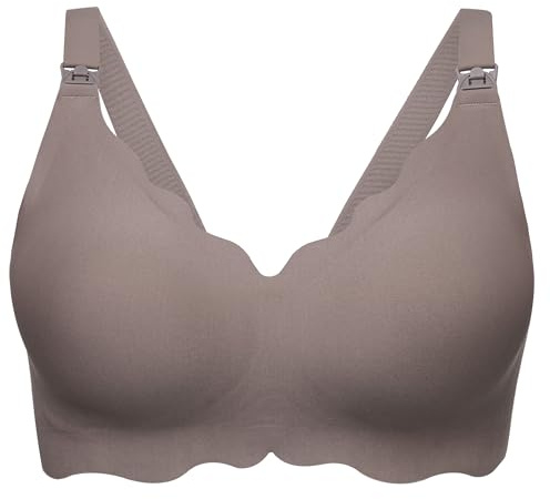 Angelhood amnings-BH 5-pack dam moderskap amnings-bh sömlös trådlös sömn-bh med BH-förlängare, Grå, L