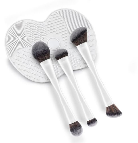 UKABEL Brochas de Maquillaje Profesional, Kit de Brochas de Maquillaje + Limpiador de Brochas, Set de 6 Brochas De Doble Punta (6 en 3), Pelo Suave y Agradable, Mango Ergonómico, Makeup Brush kit