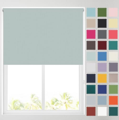 Barnes Blinds - Blackout Roller Blinds for Windows, Custom Cut to Size - Black Out Thermal Fabric Durable Fittings Easy Fit - Roller Blind (Duck Egg 122cm)